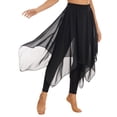 thumbnail image 2 of Doomiva Skirted Leggings for Women Asymmetrical Sheer Chiffon Ballet Dance Leggings Chiffon Pantskirt Black 3XL, 2 of 7