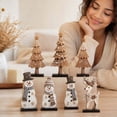 thumbnail image 5 of Darzheoy Christmas Signs, Wooden Set of 7 Snowman Reindeer Decor, Vintage Winter Tabletop Accent, Indoor Christmas Decor for Home Fireplace Mantel Shelf, 5 of 7