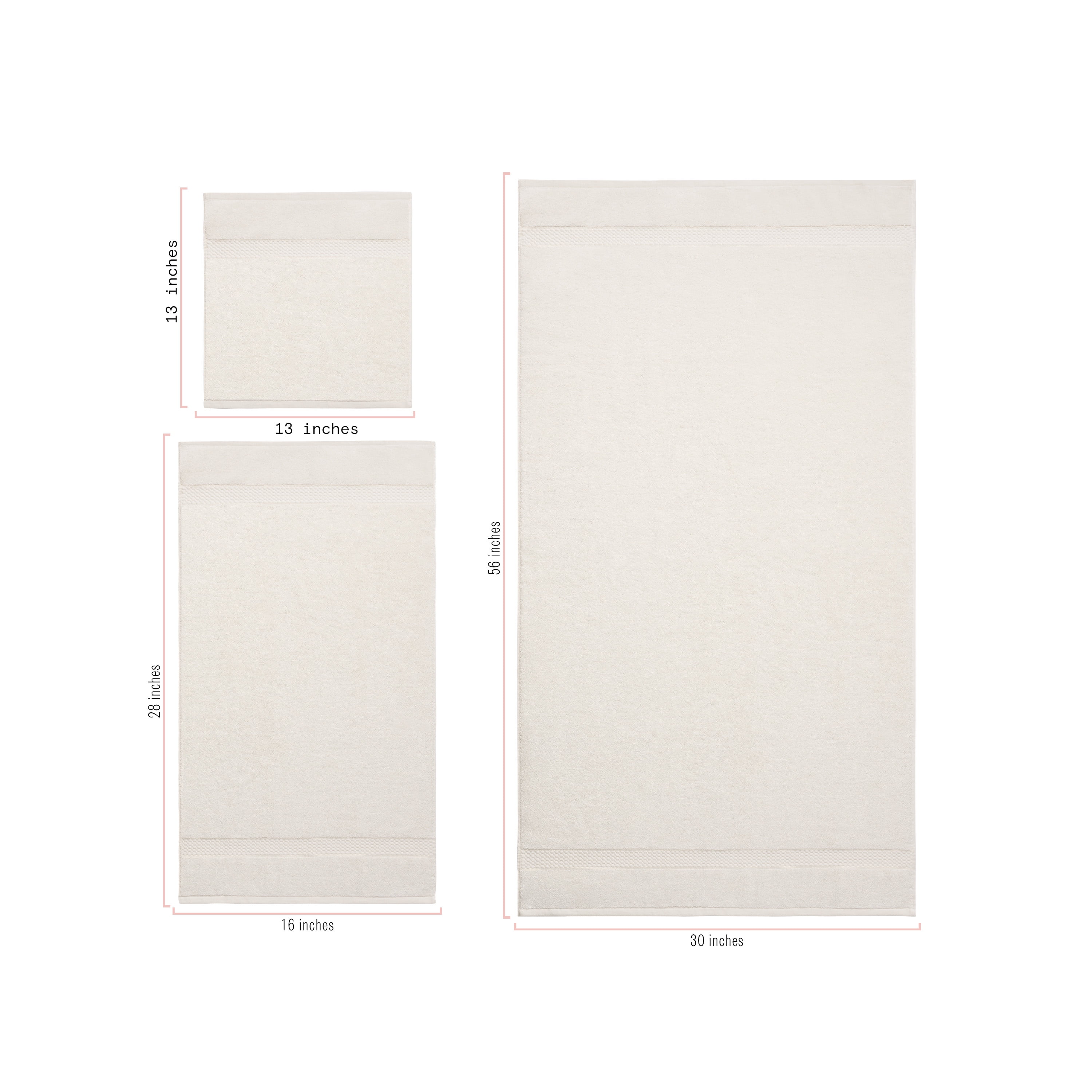 Beautiful by Drew Barrymore 6-Piece Dobby Bath Towel Set, Soft 100% Cotton, Off White