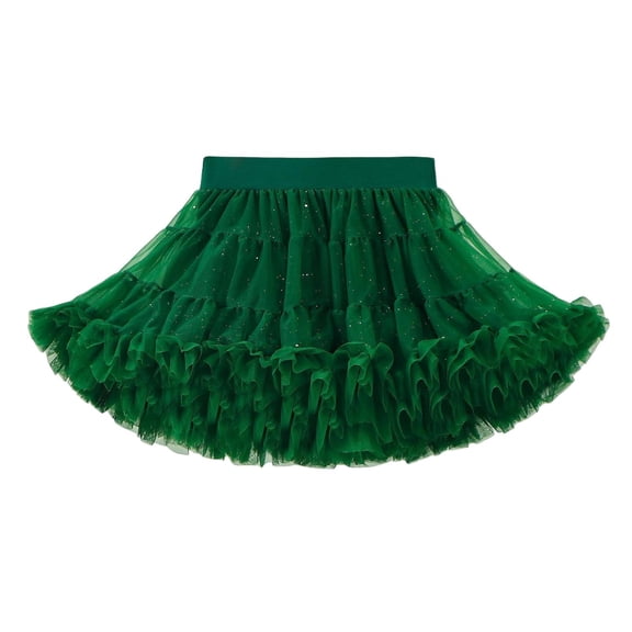 Scyoekwg Tutu for Girls Elastic Waist Puffy Ballet Dance Tutu Tulle Skirt Soft Birthday Party Layered Princess Skirts Green 3-4 Years