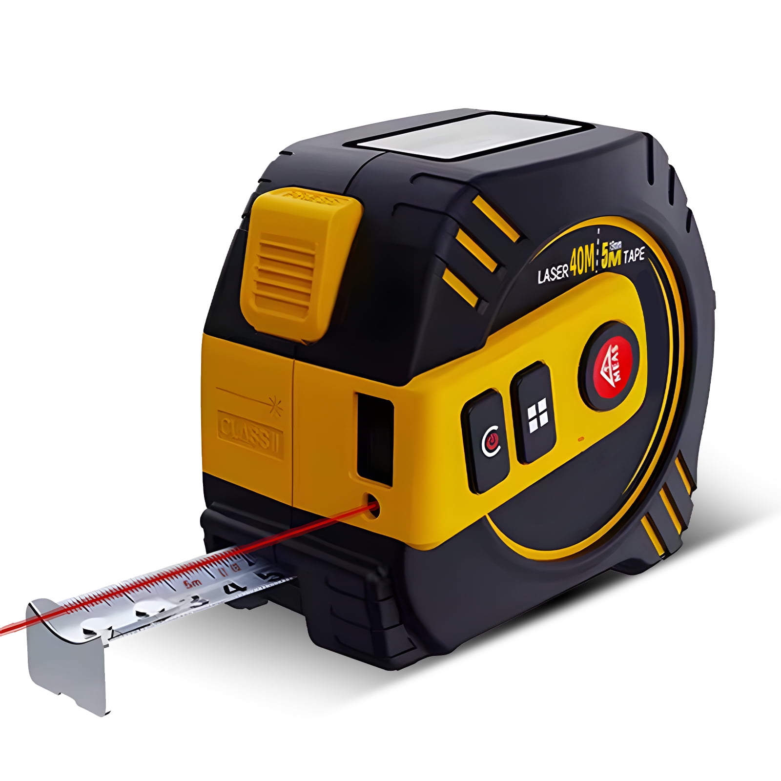 M Buder 2-in-1 Digital Tape Measure with Laser Distance Meter 130ft / 40m Retractable AutoLock Measuring Tape 16ft / 5m LCD Backlit Display 4 Measurement Modes Built-in Battery