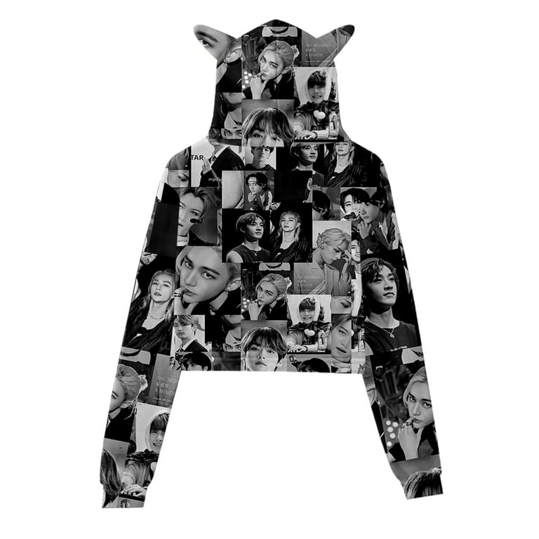 Womens Hoodies Hoodie With Wolf Ears Kpop Stray Kids MANIAC