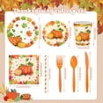 thumbnail image 3 of 133PCS Thanksgiving Party Supplies, Fall Thanksgiving Dinnerware Set for 16 Guests, Pumpkin Maple Leaf Tableware Set with Tablecloth for Autumn Party Decorations, 3 of 7