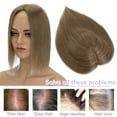thumbnail image 3 of Benehair Real Hair Clip In Extensions Clip In Hairpiece Silk Base Topper Toupee Wiglet Top 100% Remy Human Hair Piece Crown 13cm*15cm Brown 6"-22", 3 of 11