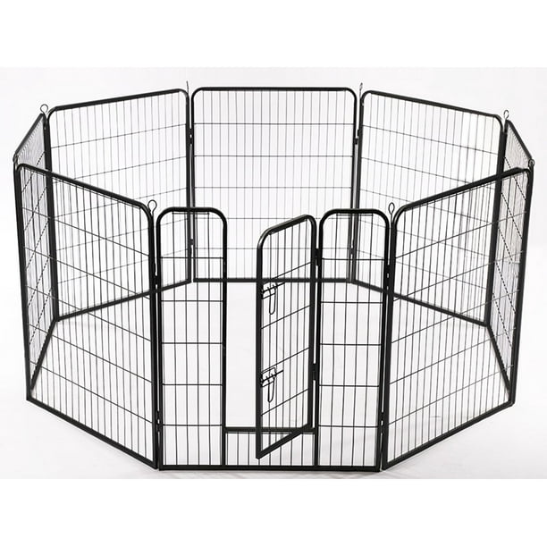 Heavy Duty 8 Panel Folding Metal Pet Playpen Dog Exercise Fence, 24" x