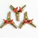thumbnail image 2 of 3-way Tee Brass Y Shut Off Ball Valve 5/16 8mm Barb Fuel Gas Oil/valve Clamp(gold+red)(1pcs), 2 of 5