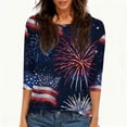 thumbnail image 4 of Women's 250th Anniversary USA Shirt Patriotic American Flag Print Crew Neck 3/4 Sleeve T-Shirt, 4 of 5
