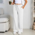 thumbnail image 4 of Dwelliawo Sweatpants Women Baggy Wide Leg Lounge Casual Pajama Sweat Pants White L, 4 of 5