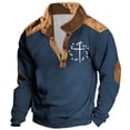 thumbnail image 1 of Blusas y camisas de manga larga con cuello redondo para hombre, sudadera informal con capucha, estampado étnico retro, cuello alto, cremallera, manga larga, holgada, con bolsillos, blusa para hombre, 1 of 5