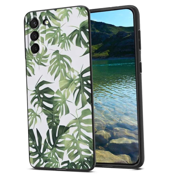 Compatible with Samsung Galaxy S21 Phone Case, Tropical-Leaves-13 Case Men Women, Flexible Silicone Shockproof Case for Samsung Galaxy S21