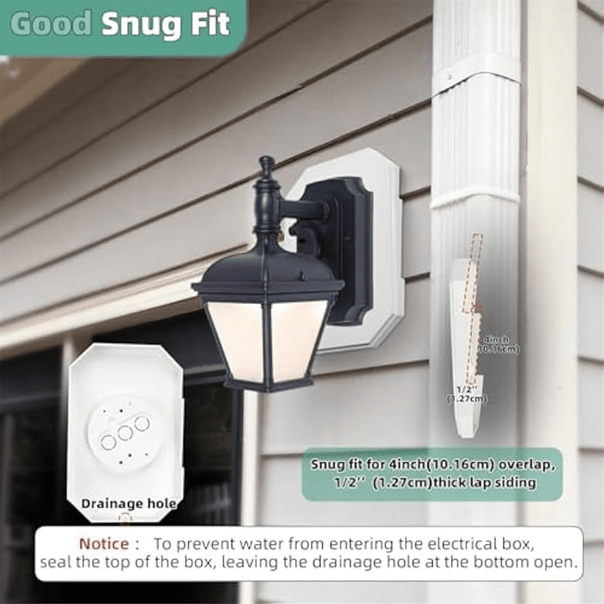 Siding Mounting Block,8141DBL Built-in Box Outdoor Light Block,2Sets for 1/2 Inch Lap Double and 4
