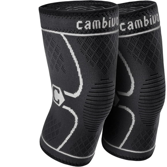 CAMBIVO - Rodilleras de compresión para hombre y mujer (2 unidades), color gris, para correr, senderismo, para desgarro de menisco, artritis y alivio del dolor articular (talla pequeña)
