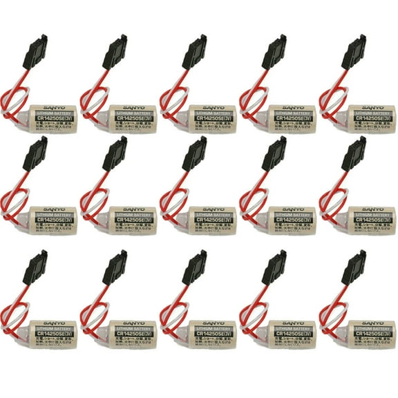15PCS 1800mAh CR14250SE 3V 1/2AA Replacement for CNC Machine Tools FDK PLC Battery 1747-BA Backup Power Supply with Black Plug