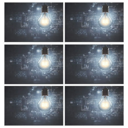 

Ryvnso Placemats Set of 6 Science Light Bulb Dining Mats Heat-Resistant Non-Slip Washable Table Mat