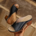 thumbnail image 4 of Modisza Platform Block Heel Sandals for Women Open Toe Arch Support Slip on Outdoor Shoes Ladies Fashion Wide Width Slippers Black 6, 4 of 6