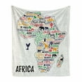 thumbnail image 1 of Saying Soft Flannel Fleece Throw Blanket, Colorful Lettering of Countries in Continent with Animals Art Print, Cozy Plush for Indoor and Outdoor Use, 50" x 70", Multicolor, by Ambesonne, 1 of 6