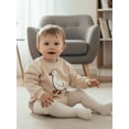 thumbnail image 5 of BemeyourBBs Infant Baby Boy Girl Silly Goose Outfits Long Sleeve Bubble Romper Oversized Sweatshirt Goose Letters Embroidery Crew Neck Bodysuit Cute Newborn Fall Winter Spring Clothes, 5 of 9