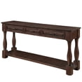 thumbnail image 7 of JERFIT 63" Mid-Century Modern Console Table with 3 Drawers & Shelf, Solid Pine Wood Sofa Table for Entryway, Hallway & Living Room, Espresso Finish, 7 of 7