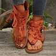 thumbnail image 2 of Miluxas Women's Tassel Gladiator Flip Flops Sandals,Summer Retro Bohemian T-Strap Roman Open-Toe Sandals Casual Beach Flat Clip Toe Ankle Boots Orange 6(37), 2 of 9