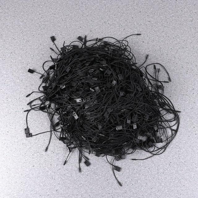 FUTUREORYY 1000Pcs Black Tie String for Price Tags with Plastic Locker and Lightweight Hanging Thread