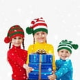 thumbnail image 3 of Mosey Winter Santa Hat Knitted Striped Print Color Matching Plush Ball High Elasticity Anti-slip Unisex Ear Protection Cold Resistant Christmas Cap Beanie, 3 of 8