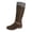 Brown, variant on Retro Knee High Boots for Women Knitted Cuff Side Zipper Buckle Strap Tall Booties Jeans Music Concerts Fall Winter Fashion Casual Shoes Size 6‑9.5