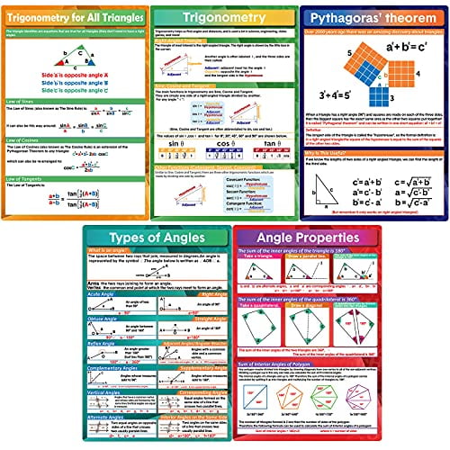 5 Pieces Math Geometry Posters Educational Angles Triangles