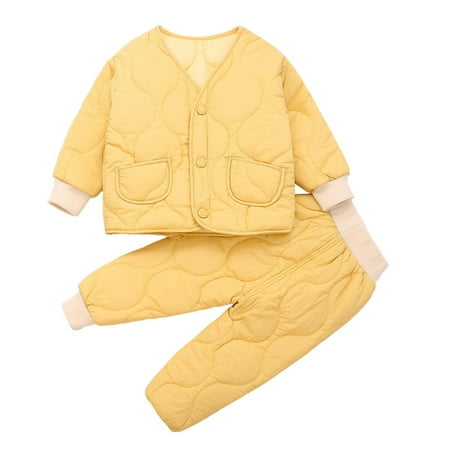 

Youmylove Boys Girls Set Toddler Kids Baby Toddler Kids Babys Girls Boys Spring Winter Pocket Solid Warm Thick Long Sleeve Pants Coat Jacket Padded Sleepwear Clothes Set