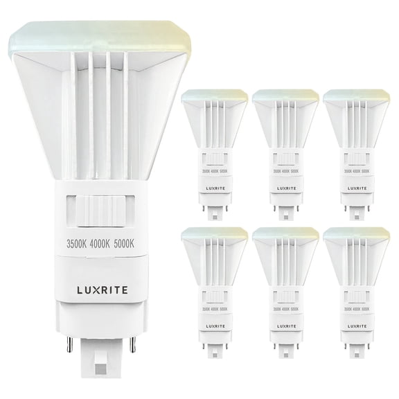 Luxrite Vertical PL LED CFL Replacement, 11W, Ballast Bypass, Fits G24D G24Q GX24Q, 3 Color Selectable, 1450 Lumens 6-Pack