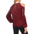 thumbnail image 2 of CeCe Womens   Sequined Cold Shoulder Blouse, 2 of 2