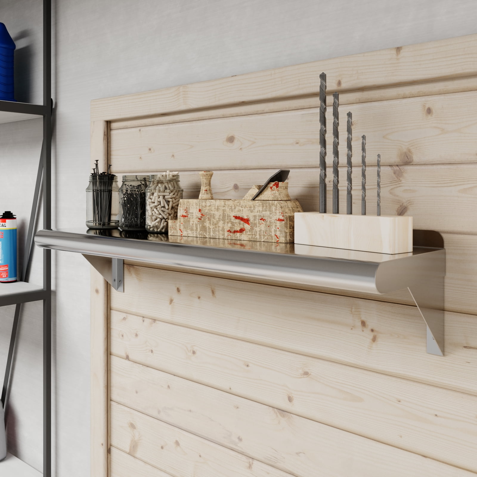 AmGood 8 in. x 30 in. Stainless Steel Wall Shelf | NSF Certified | Appliance & Equipment Metal Shelving | Kitchen, Restaurant, Garage, Laundry, Utility Room
