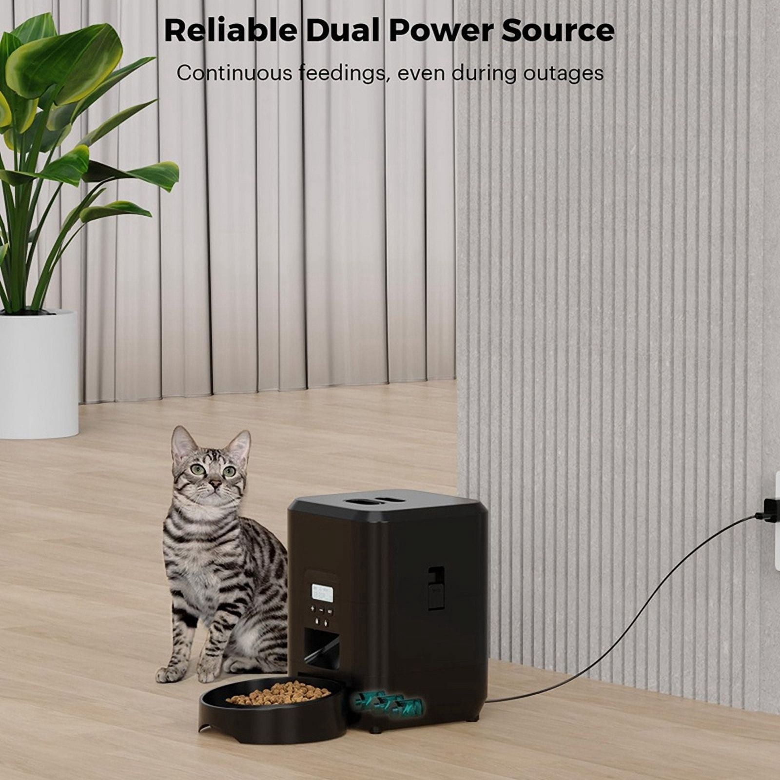 Automatic Cat Feeder 2L Automatic Pet Feeders for Cats and Dogs Cat Food Dispenser for Dry Food Timed Cat Feeders (US),A