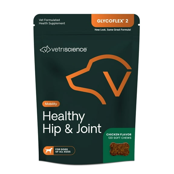 VetriScience Healthy Hip and Joint Care Supplement Chew for Dogs, Chicken, 120 Ct Bag