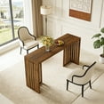 thumbnail image 4 of Fnova 63" Pub Table, Rectangular Wood Kitchen Dining Counter Workspace High Top with Louvered Base, for Kitchen, Dining Room & Commercial Use, 4 of 20