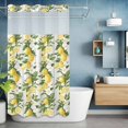 thumbnail image 2 of Spring Summer Lemon No Hook Shower Curtain with Snap in Liner Leaf Flower White Wood Grain Waterproof Bathroom Shower Curtain with See Through Top Window for Bathtub 54" x 78", 2 of 9