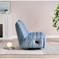 thumbnail image 5 of Velvet Lazy Chair, 360° Swivel Accent Lounge with Ottoman and Side Pocket, Leisure Upholstered Sofa Chair Reading Chair for Living Room Bedroom Home, Lake Blue, 5 of 9