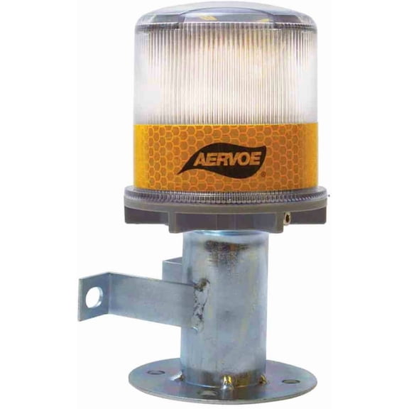 Aervoe 1198 Solar Strobe/Signal Light Yellow, 4 Yellow LED Flashing Lights Are Visible Up to 1640 ft., Large Solar Charging Panel, ON/OFF Switch, Includes Two-way Mounting Bracket, Weatherproof