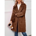 thumbnail image 3 of Women's Faux Fur Coat Suit Jacket Lapel Buttons Long Sleeve Winter Warm Coats Plush Blazers Overcoat Outwear, 3 of 4