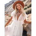 thumbnail image 2 of Women'S Casual Summer Beach Dress Ruffle Maxi Dress Button Down Boho Dress Long Tunic White One size, 2 of 7