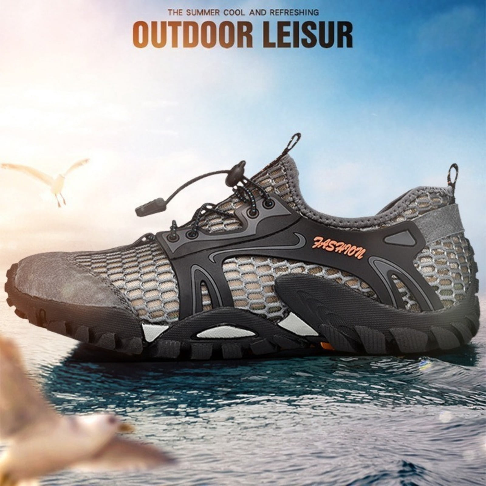 Mens Water Shoes Quick Dry Breathable Mesh Hiking Aqua Shoes Non Slip Outdoor Beach River Trekking Shoes
