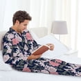 thumbnail image 6 of Hirioo Rose Flowers for Men's Pajama Sets 2 Piece Pjs Men's Long-Sleeved Pajama Set Button Down Sleepwear,S-XXL-X-Large, 6 of 7