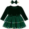thumbnail image 2 of SANMIO Baby Girl Christmas Dress Infant Long Sleeve Holiday Outfit Fall Winter Tulle Velvet Dresses with Headband 3M-3T, 2 of 14
