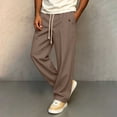thumbnail image 4 of SOOMLON Chino Pants for Men Big and Tall Drawstring Wide Leg Long Pants Twill Trousers with Pockets Fall Casual Wear, 4 of 6