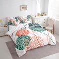 thumbnail image 3 of Homewish Retro Geometric Flower 7pcs Bedding Comforter Set,Dahlia Floral Queen Bedding Sets,Orange Green White Queen Sheet Sets For Adult,Ultra Soft Home Decor, 3 of 8