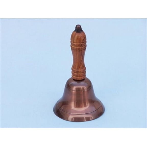 Antique Copper Hand Bell With Wood Handle 6 in. Decorative Accent
