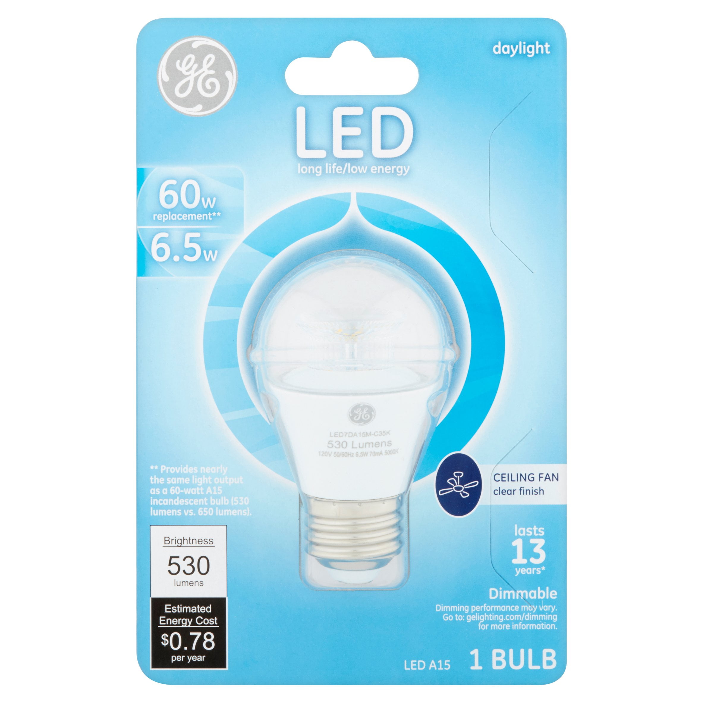 Ceiling Fan Bulbs Ge 60w Equivalent Uses 6 5w Clear Daylight A15 Ceiling Fan Sm Base Led
