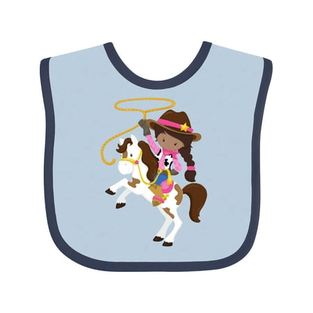 

Inktastic African American Girl Cowgirl Sheriff Lasso Gift Baby Girl Bib