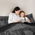 thumbnail image 4 of Castle Fairy Gothic Skull Letter B Full Size Comforter Sets 3 Pieces for Men,Vintage Floral Damask Bedding Sets,Black Reversible, 4 of 6