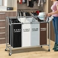 thumbnail image 3 of 4 Bag Laundry Sorter Cart with Heavy Duty Lockable Wheels for Clothes Storage, Waterproof & Dustproof, 3 of 6