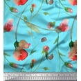 thumbnail image 1 of Soimoi Blue Poly Georgette Fabric Leaves & Floral Watercolor Printed Fabric 1 Yard 52 Inch Wide, 1 of 3